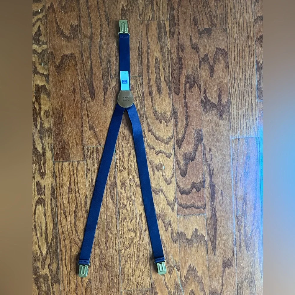 Janie and Jack Navy Suspenders with Brass Clips